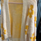 White and yellow fuzzy cardigan