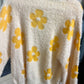 White and yellow fuzzy cardigan