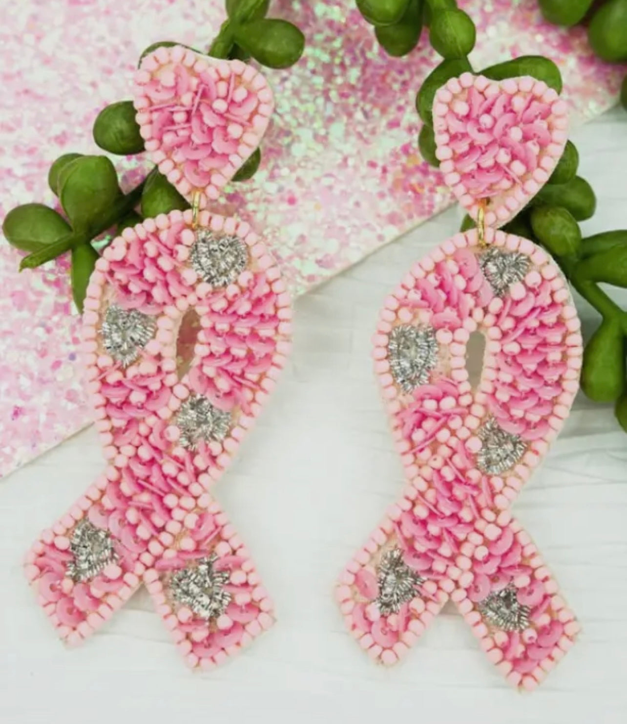 Breast Cancer Ribbon Earrings