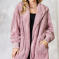 Faux Fur Open Front Hooded Jacket- One Size(2 Colors)