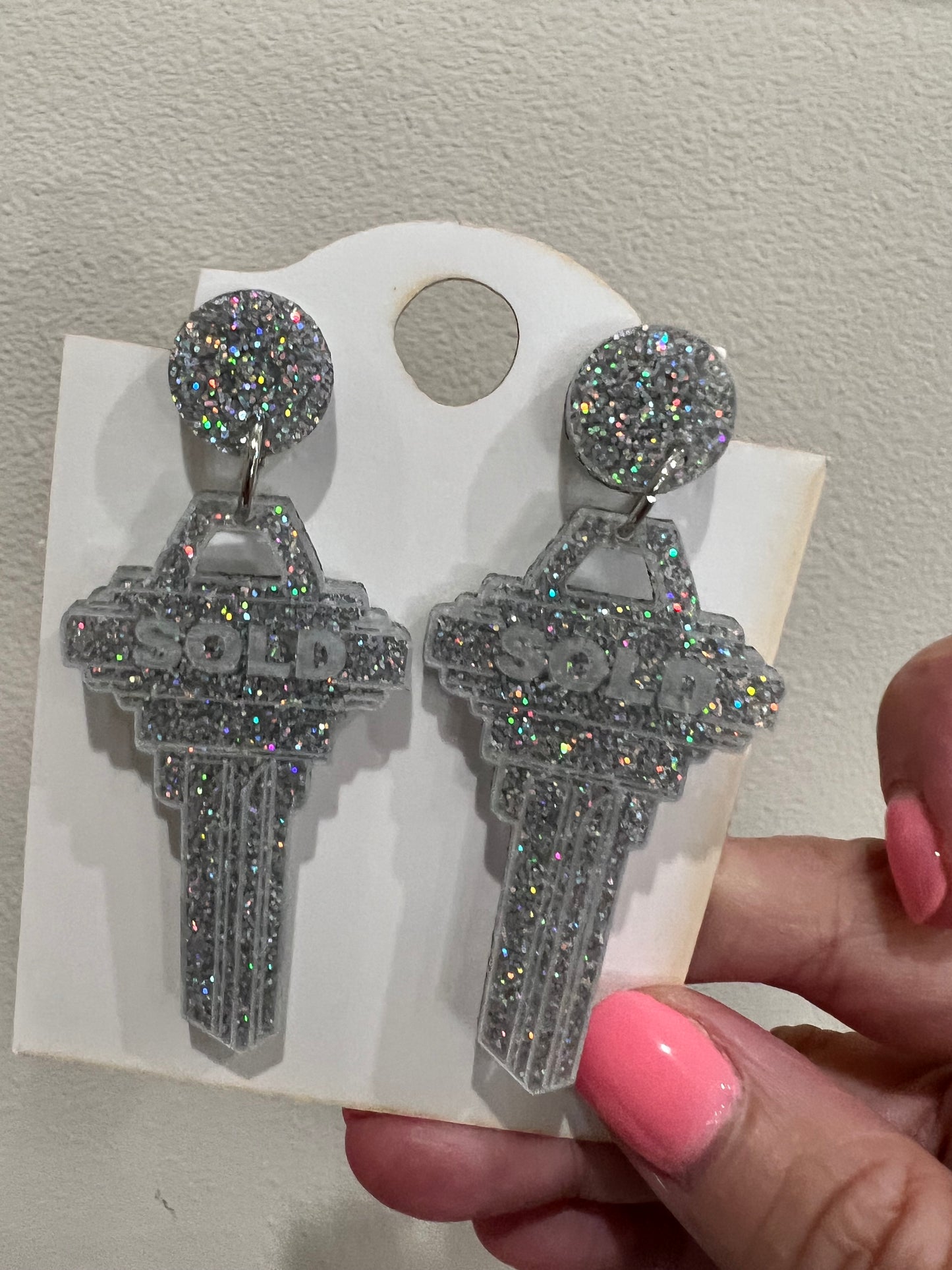 Glitter SOLD key earrings