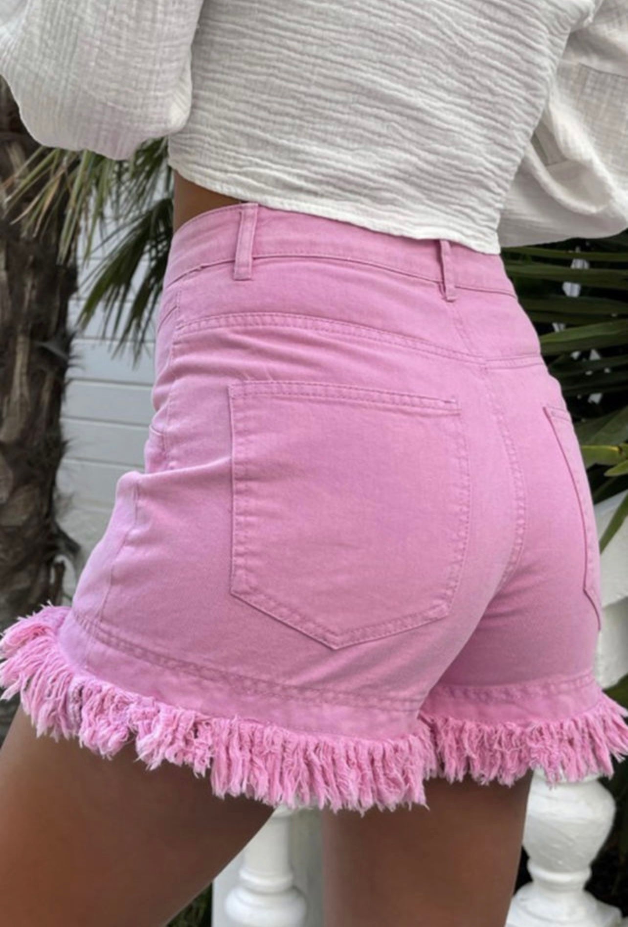 Pink denim shorts