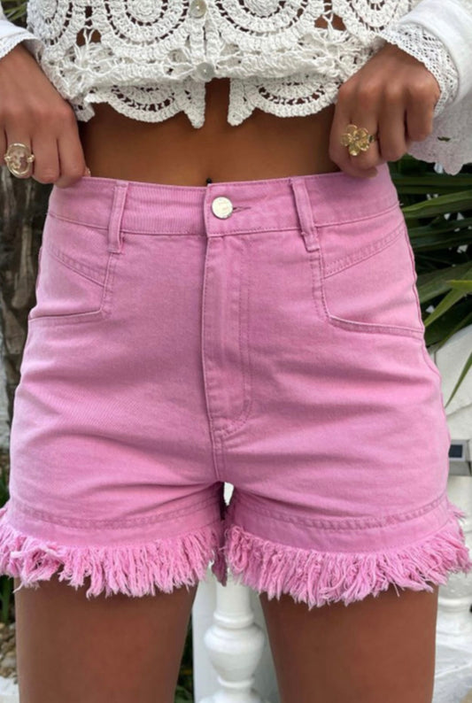 Pink denim shorts